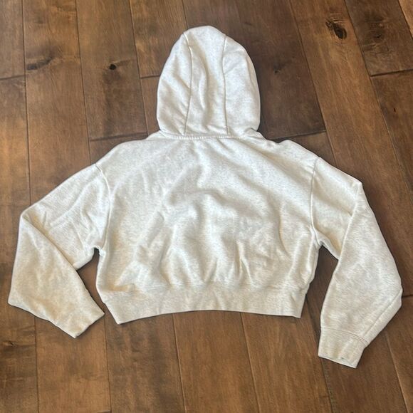 Nike Women's Graphic Hoodie Sweatshirt - NSW CLUB FLEECE CROP Oatmeal Heather M - Picture 5 of 7